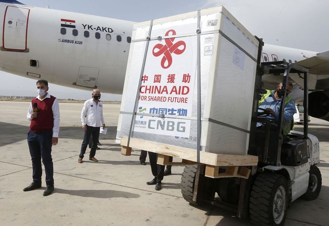 Më 21 prill 2021, vaksinat ndihmese nga qeveria kineze u mbërritën në Damask./ foto nga VCG