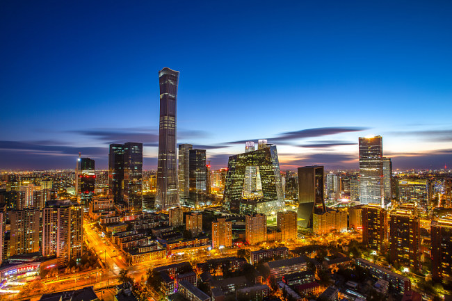 Pohled na mrakodrapy v Pekingu v oblasti CBD. [Photo/VCG]