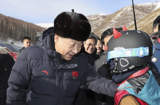 Chinas Staatpräsident Xi Jinping inspiziert am 23. Januar 2017 in Zhangjiakou (Provinz Hebei) die Vorbereitungen auf die Olympischen Winterspiele 2022 in China.