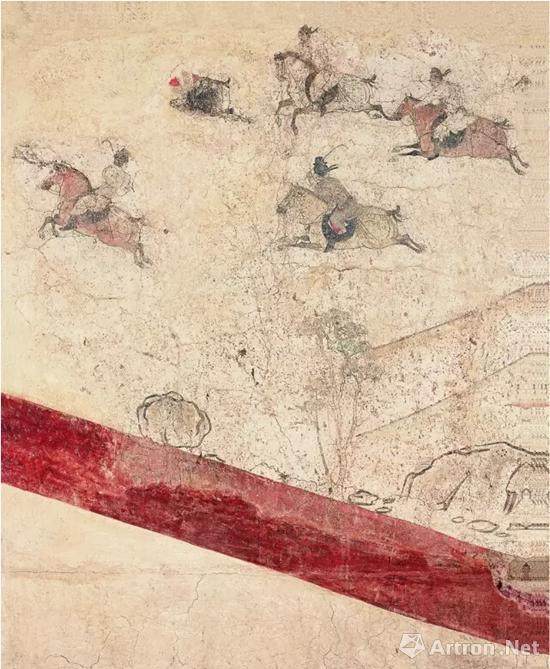 Μια τοιχογραφία από την αίθουσα του τάφου ενός πρίγκιπα της δυναστείας των Τανγκ απεικονίζει τη σκηνή του αρχαίου πόλο. [Φωτογραφία/Artron.net]