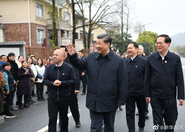 Το απόγευμα της 30ης Μαρτίου 2020, κατά την επιθεώρηση του Γενικού Γραμματέα Σι Τζινπίνγκ στο χωριό Γιού, είπε ότι τα επιτεύγματα του έχουν αποδείξει ότι ο δρόμος της πράσινης ανάπτυξης είναι σωστός.
